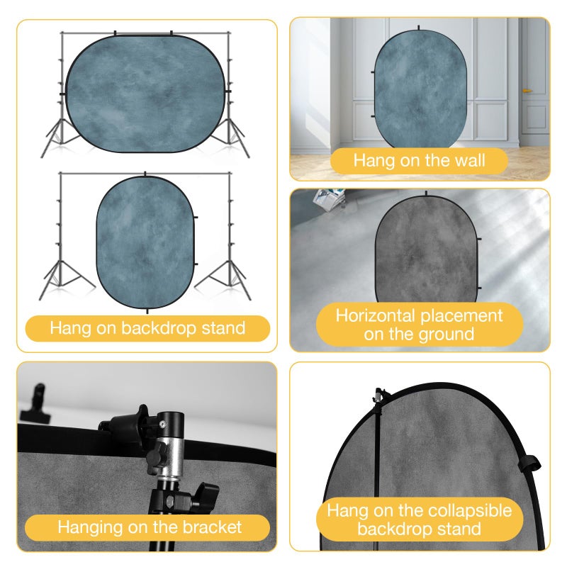 Kate Collapsible Backdrop Pop-up Photo Backdrops Folded Grey Teal for Photography, for Video, for Broadcast, 5x6.5ft - Image 4